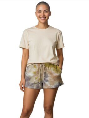 NEW POL Small Tie Dye Shorts All Cotton Cuffs Elastic Waist Purple Yellow White